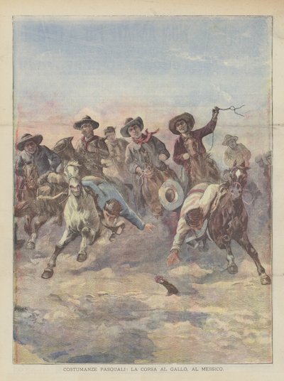 Paskalya Kostümleri, Horoz Yarışı, Meksika by Achille Beltrame