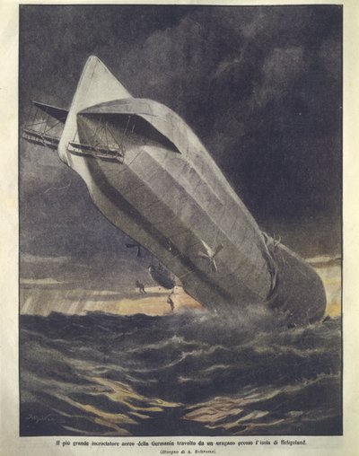 Heligoland Adası yakınlarında bir kasırga tarafından sürüklenen Alman kruvazörünün kapak resmi by Achille Beltrame