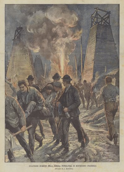Montechino (Piacenza) petrol madeninde feci yangın by Achille Beltrame