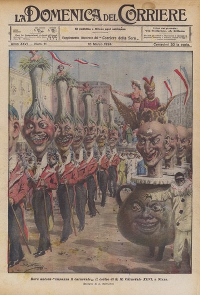 Karnavalın hala öfkelendiği yerde by Achille Beltrame