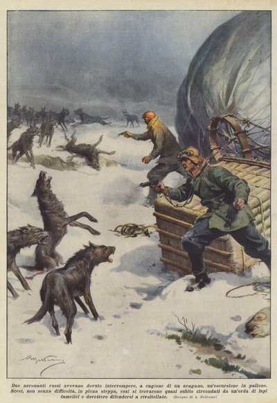 Bir kasırga nedeniyle, iki Rus havacı bir balondaki geziyi yarıda kesmek zorunda kaldı. by Achille Beltrame