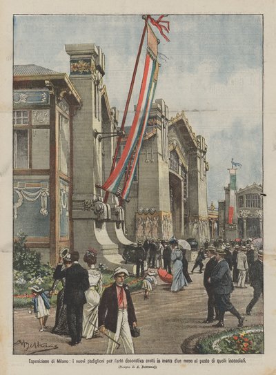 Milan Exposition, dekoratif sanat için yeni pavyonlar bir aydan daha kısa bir sürede mi dikildi? by Achille Beltrame