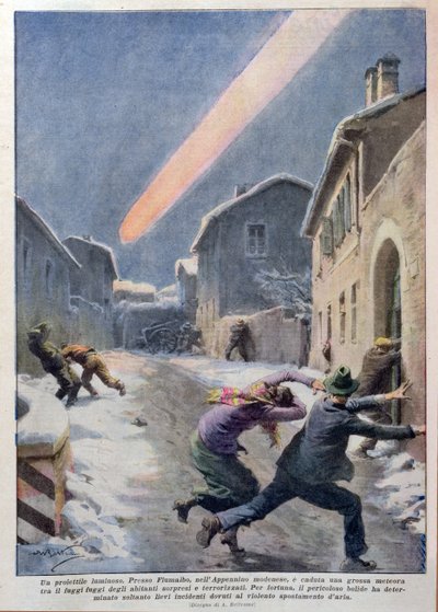 Fall of a Meteorite in the Appennines, Italy by Achille Beltrame