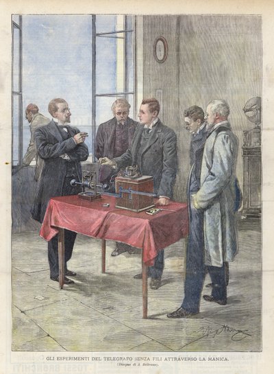 Kanal Boyunca Kablosuz Telgraf Deneyleri by Achille Beltrame