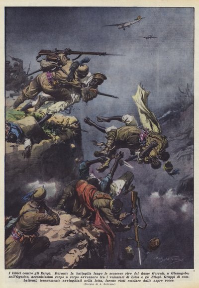 Libyalılar Etiyopyalılara Karşı by Achille Beltrame