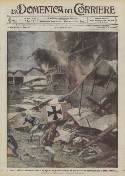 Uçağımız Prosecco'daki düşman hava meydanını çok etkili sayılan etkilerle bombaladı. by Achille Beltrame