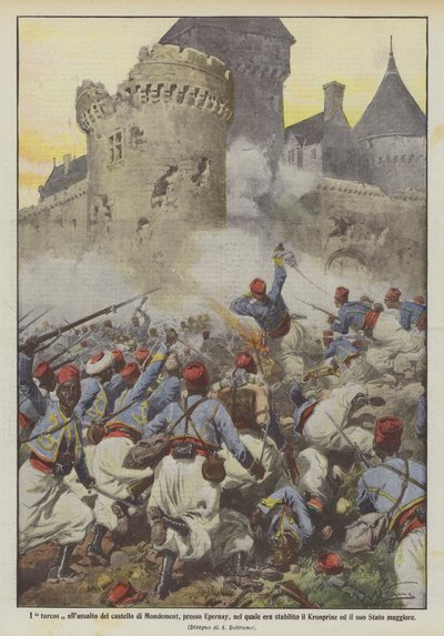 Turcos, kurulduğu Epernay yakınlarındaki Mondement kalesine mi saldırdı? by Achille Beltrame