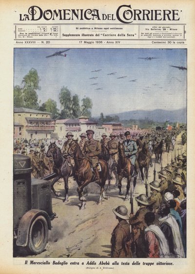 Mareşal Badoglio, muzaffer birliklerin başında Addis Ababa