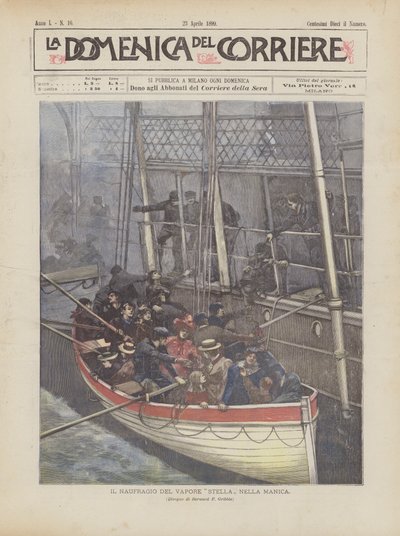 Buhar Yıldızının Kanalda Batması by Achille Beltrame