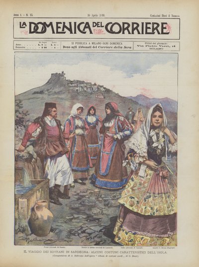 Egemenlerin Sardunya Yolculuğu, Adanın Bazı Karakteristik Kostümleri by Achille Beltrame