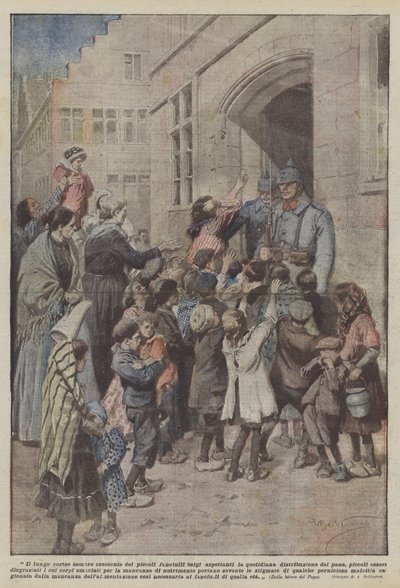 Küçük Belçikalı çocukların uzun, sürekli büyüyen alayı by Achille Beltrame