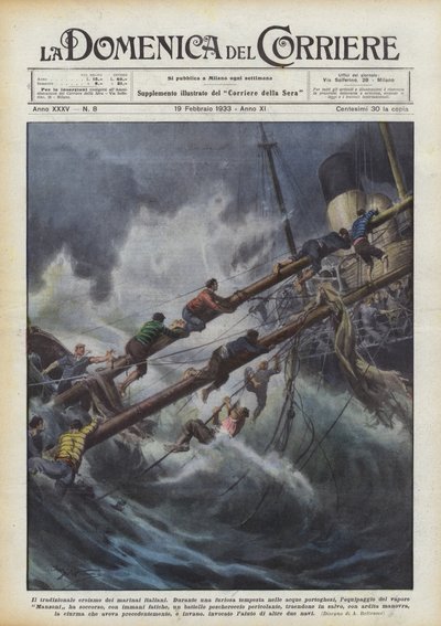 İtalyan denizcilerin geleneksel kahramanlığı by Achille Beltrame