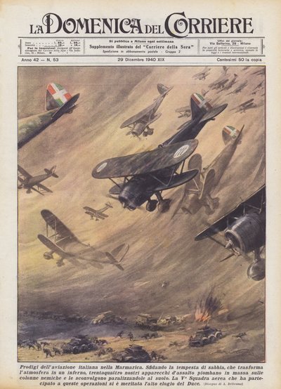 Marmarica'daki İtalyan havacılık dehaları (renkli litho) by Achille Beltrame