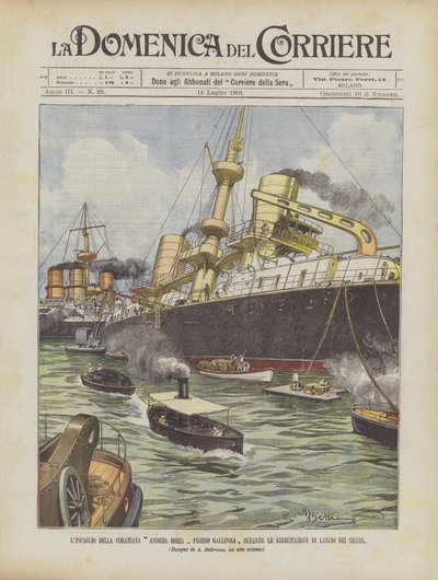 Andrea Doria zırhlısının Gelibolu yakınlarında torpido fırlatma tatbikatları sırasında karaya oturması by Achille Beltrame