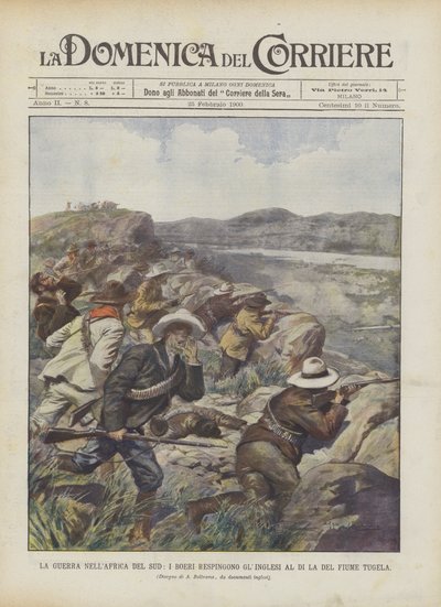 Güney Afrika'daki Savaş, Boerler İngilizleri Tugela Nehri'nden Püskürtüyor by Achille Beltrame