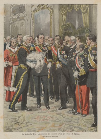 İspanya tahtına yeni doğan varisin sunum töreni by Achille Beltrame