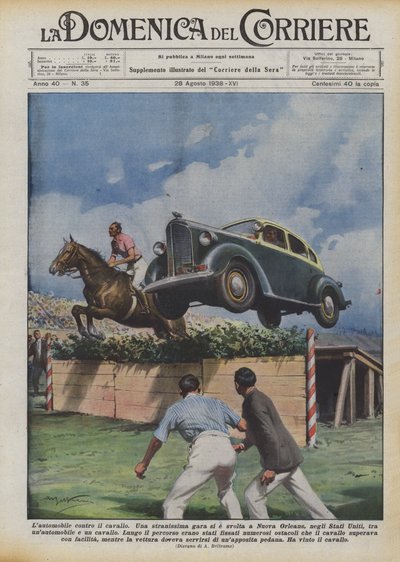 At karşı araba by Achille Beltrame