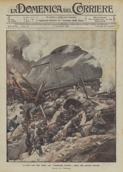 Yeni Müttefik silahları, Alman mevzilerinde bir İngiliz kara korkusu by Achille Beltrame