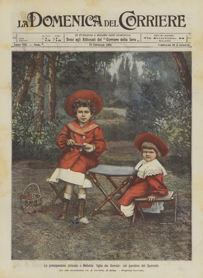 Quirinale bahçesinde egemenlerin prensesleri Jolanda ve Mafalda kızları by Achille Beltrame