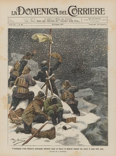 Batık bir balina gemisinin mürettebatı, iki gün boyunca kalan bir buz bloğundan kurtuldu mu? by Achille Beltrame