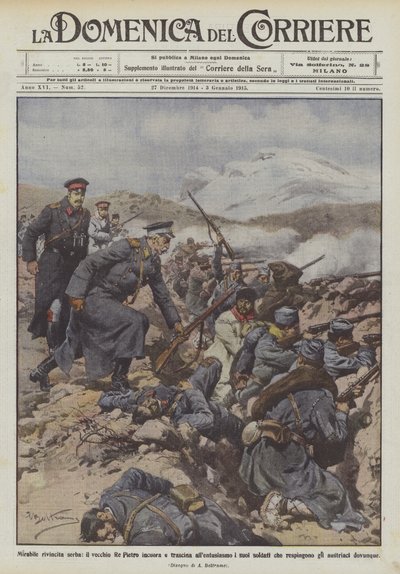 Takdire şayan Sırp intikamı, yaşlı Kral Peter yüreklendi ve askerlerini coşkuyla mı ayarttı? by Achille Beltrame