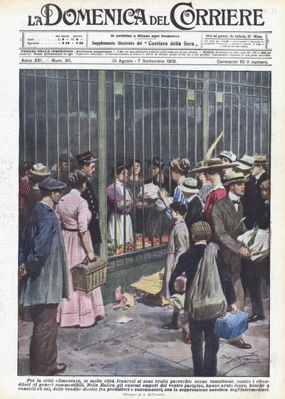 Gıda krizi nedeniyle, birçok Fransız kentinde kargaşaya karşı birkaç kargaşa sahnesi yaşandı. by Achille Beltrame
