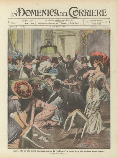 En yüksek Amerikan toplumunun kadınları, Newport yakınlarındaki bir kadın kulübünde oynayan polisler tarafından şaşırttı by Achille Beltrame