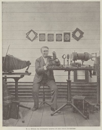 T A Edison yeni bir buluş üzerinde çalışıyor by Achille Beltrame