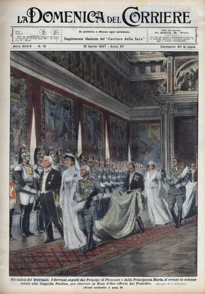 Kraliyet çifti, Victor Emmanuel III (Victor-Emmanuel) (Vittorio Emanuele III) (1869-1947) ve eşi Karadağlı Helene, ardından Prens Humbert (Umberto) II ve Mary Jose (Belçika