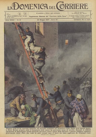 Fransız manastırında trajik gece by Achille Beltrame
