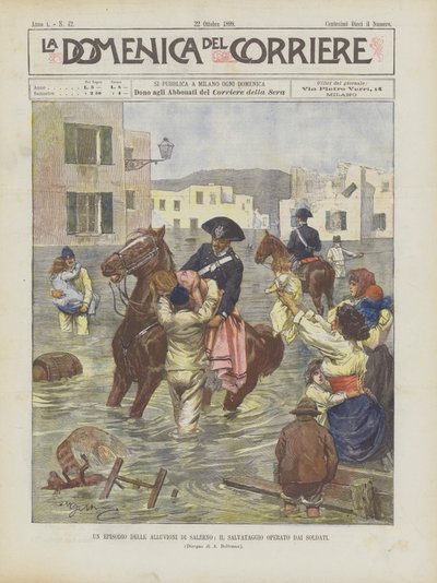 Askerler Tarafından Kurtarılan Salerno Sellerinden Bir Bölüm by Achille Beltrame