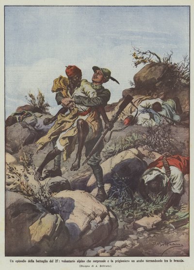 Bir Arap esiri şaşırtan ve alan bir Alp gönüllüsü olan 27 savaşından bir bölüm mü? by Achille Beltrame