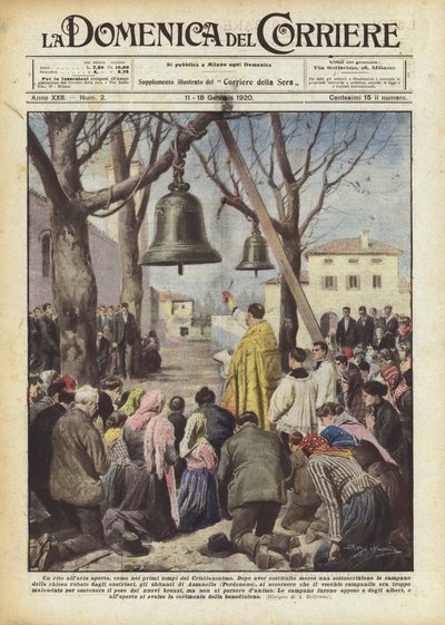 Hıristiyanlığın ilk günlerinde olduğu gibi bir açık hava ritüeli by Achille Beltrame