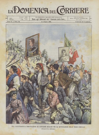 Sicilyalı Köylülerin Belediye Arazilerinin Alınması İçin Karakteristik Bir Gösterimi by Achille Beltrame