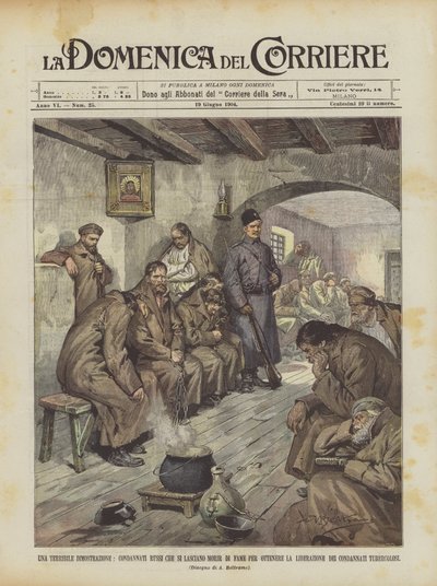 Korkunç Bir Gösteri, Mahkum Ruslar Almak İçin Aç mı? by Achille Beltrame