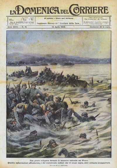 Weser'deki Alman manevraları sırasında ciddi bir felaket by Achille Beltrame