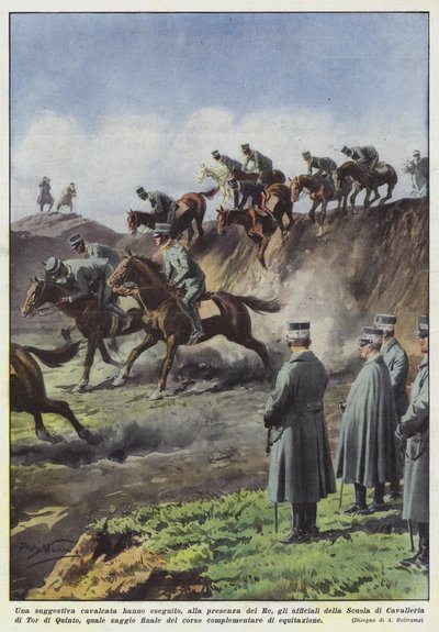 Okulun memurları, Kralın huzurunda çağrıştırıcı bir yolculuk yaptılar mı? by Achille Beltrame