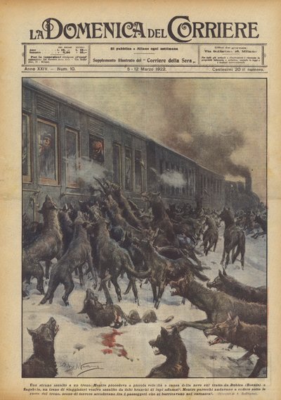 Trene garip saldırı by Achille Beltrame
