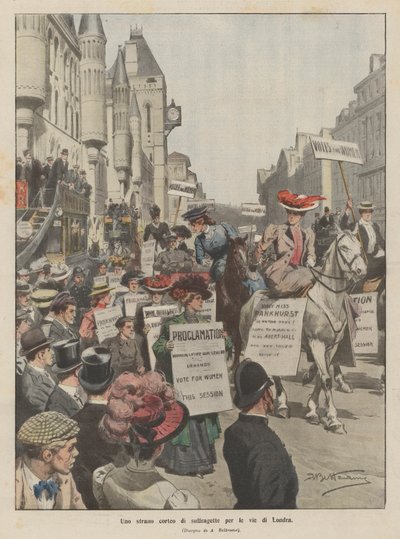 Londra sokaklarında garip bir süfrajet alayı by Achille Beltrame