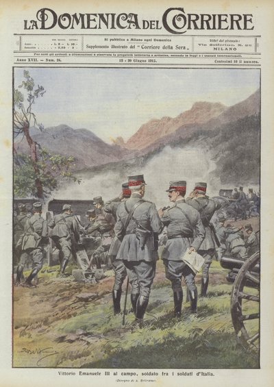 Vittorio Emanuele III kampta, İtalya askerleri arasında bir asker by Achille Beltrame