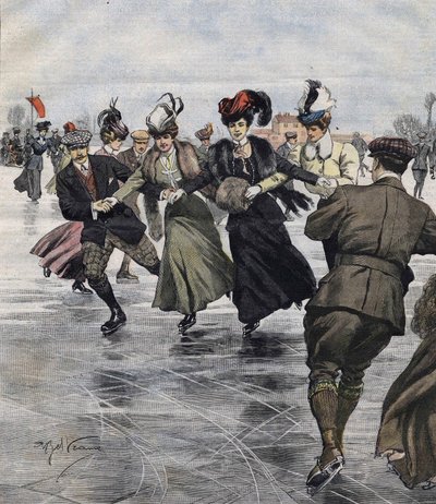 Kış eğlencesi. patenciler 1907