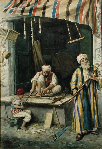 Arap Marangozları, 1875 dolayları (kağıt üzerine suluboya) by Achille Buzzi