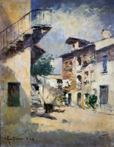 Achille Cattaneo (1872-1931) tarafından rustik avlunun içi. İtalya, 20. yüzyıl. by Achille Cattaneo