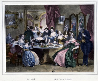 Beş saat: Çay saati - Achille Devéria tarafından "Les heures de la Parisienne"de by Achille Devéria