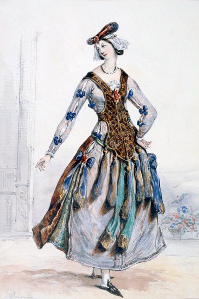 Matmazel Sophie, Bir opera için kostüm tasarımı, c1820-1857 by Achille Devéria