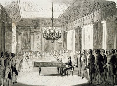 Piyanolu müzikli akşam, Achille Deveria (1800-1857), gravür, Fransa by Achille Devéria