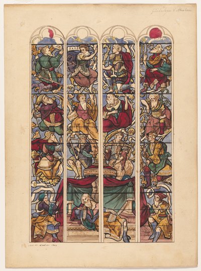 Dört Vitray Pencere Çalışması Généalogie dAbraham, 1844. by Achille Devéria