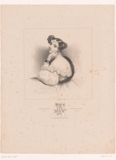 Pelargonium meditasyonda Meditasyon. Sardunya üzgün / Meditasyon. Ağır sardunya (nesne üzerindeki başlık) Taal der bloemen (dizi adı) Çiçeklerin Dili (dizi adı) by Achille Devéria