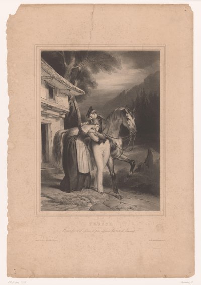 Prusyalı asker, karısı Prusse'ye veda ediyor (nesnedeki başlık) Farklı ülkelerden aşık çiftler (dizi başlığı) by Achille Devéria