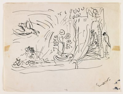 Çiçekli Natürmort (kalem ve siyah mürekkep) by Achille Emile Othon Friesz
